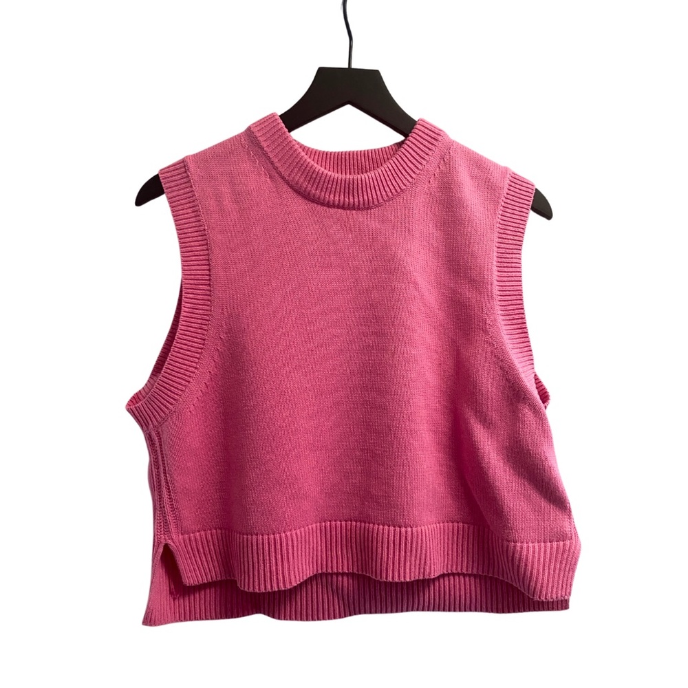 French connection sweater vest pullover pink cable knit women’s size L worn once
